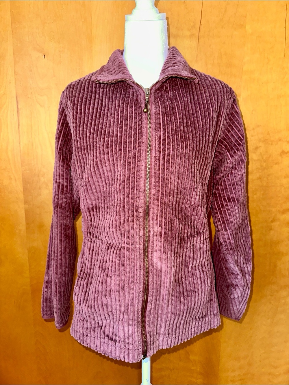 Ribbed Zip-Up Jacket in Hazelberry